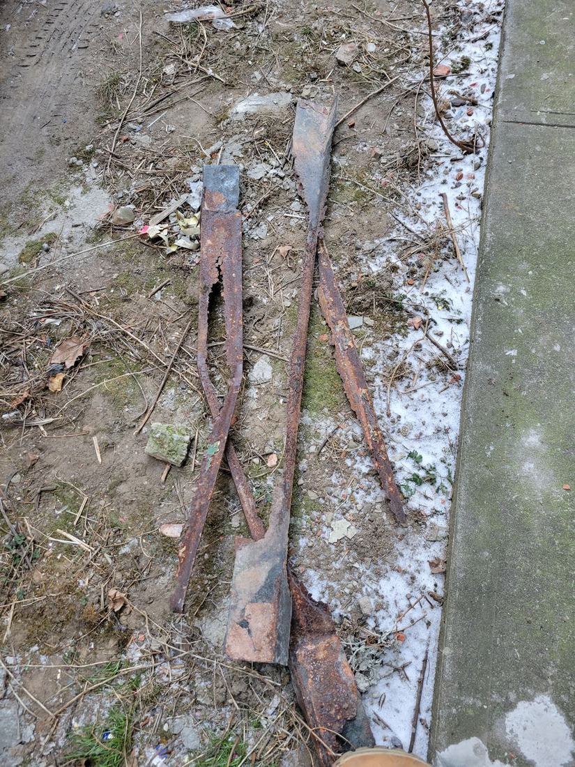 Removed corroded steel lintels prior to replacement